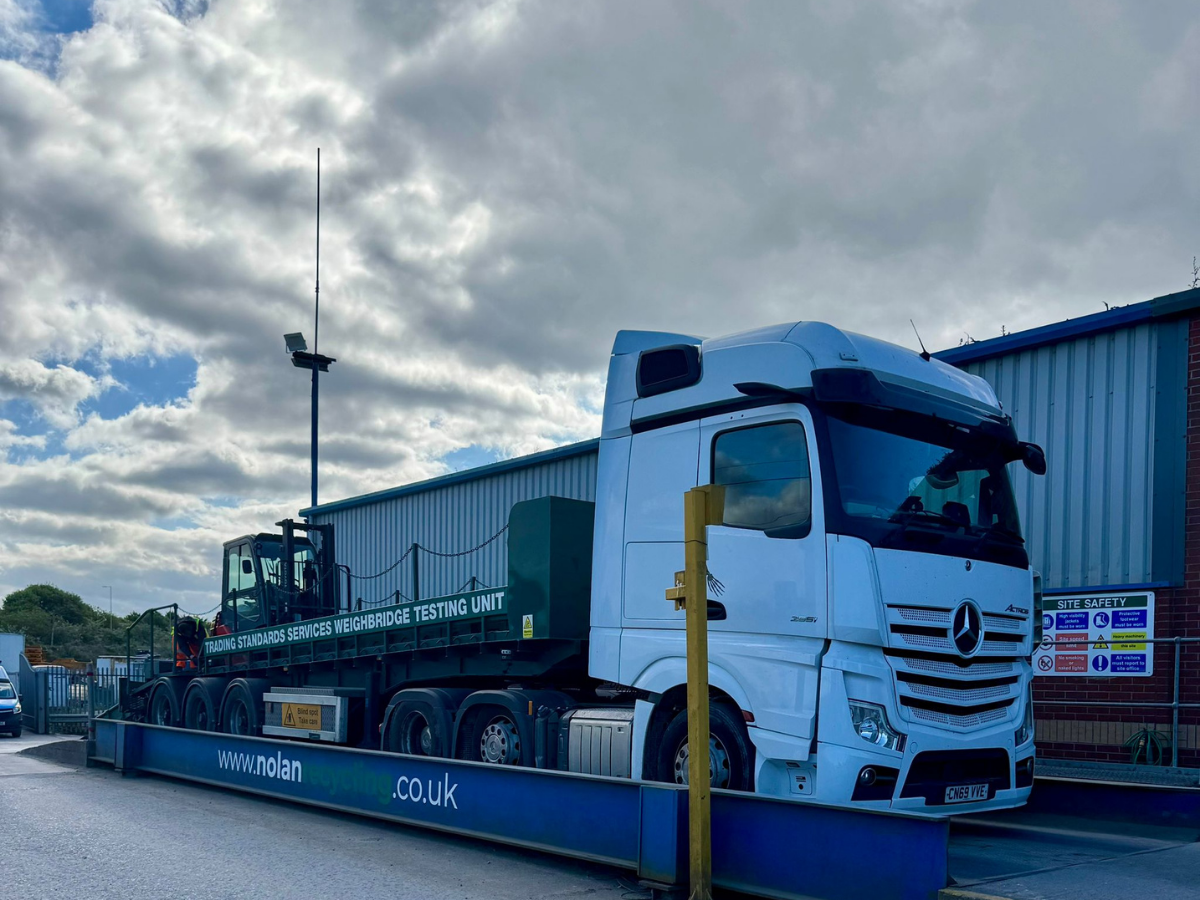 Nolan Recycling Ltd weighbridge being calibrated.