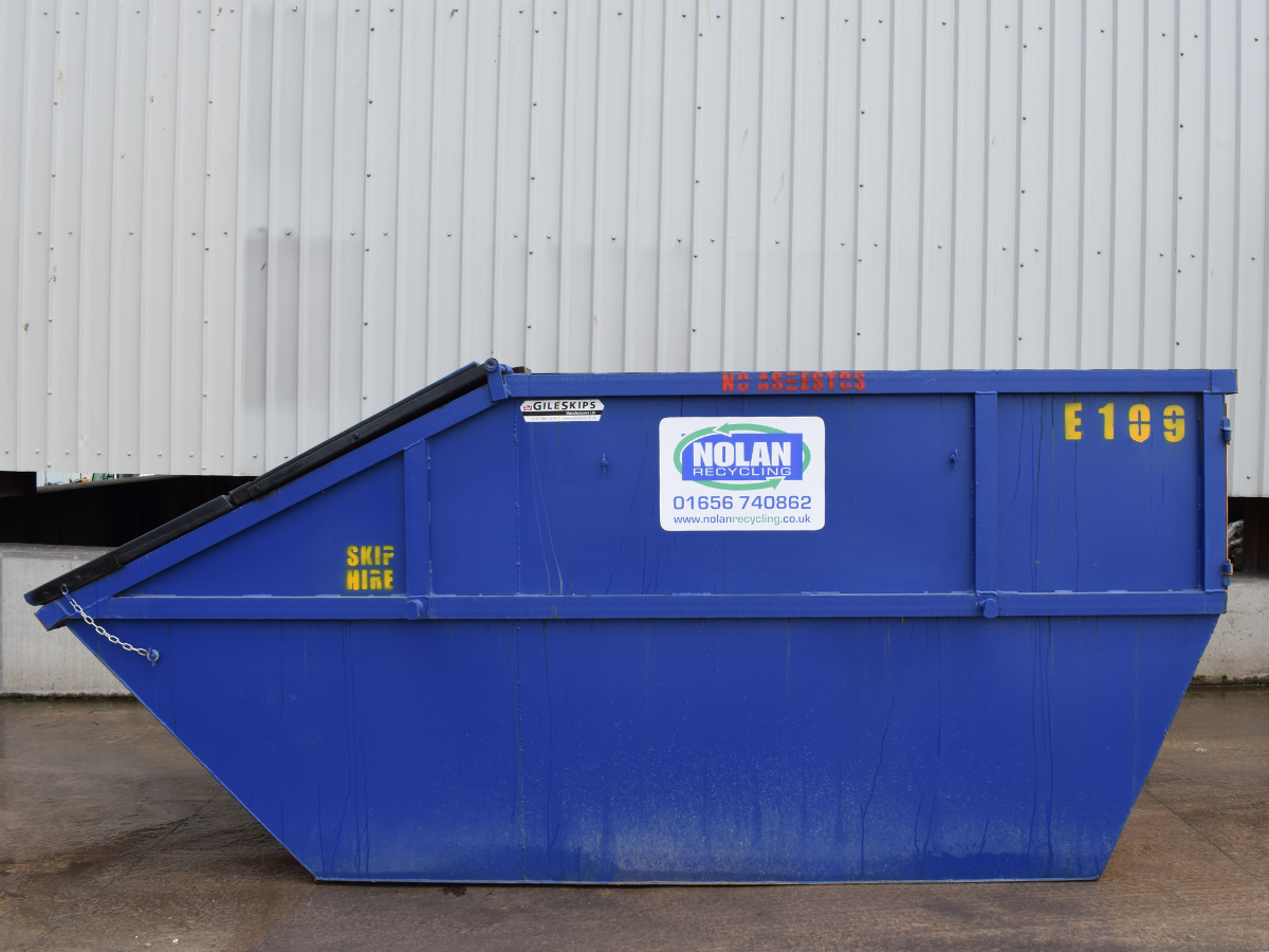 Image of Nolan Recycling 16 Yard Enclosed Skip on the yard showing size