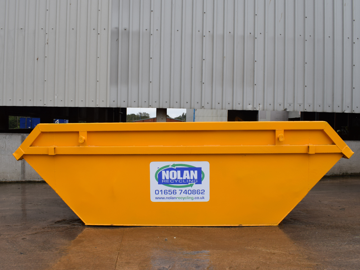 Image of Nolan Recycling Builders Skip on the yard showing size