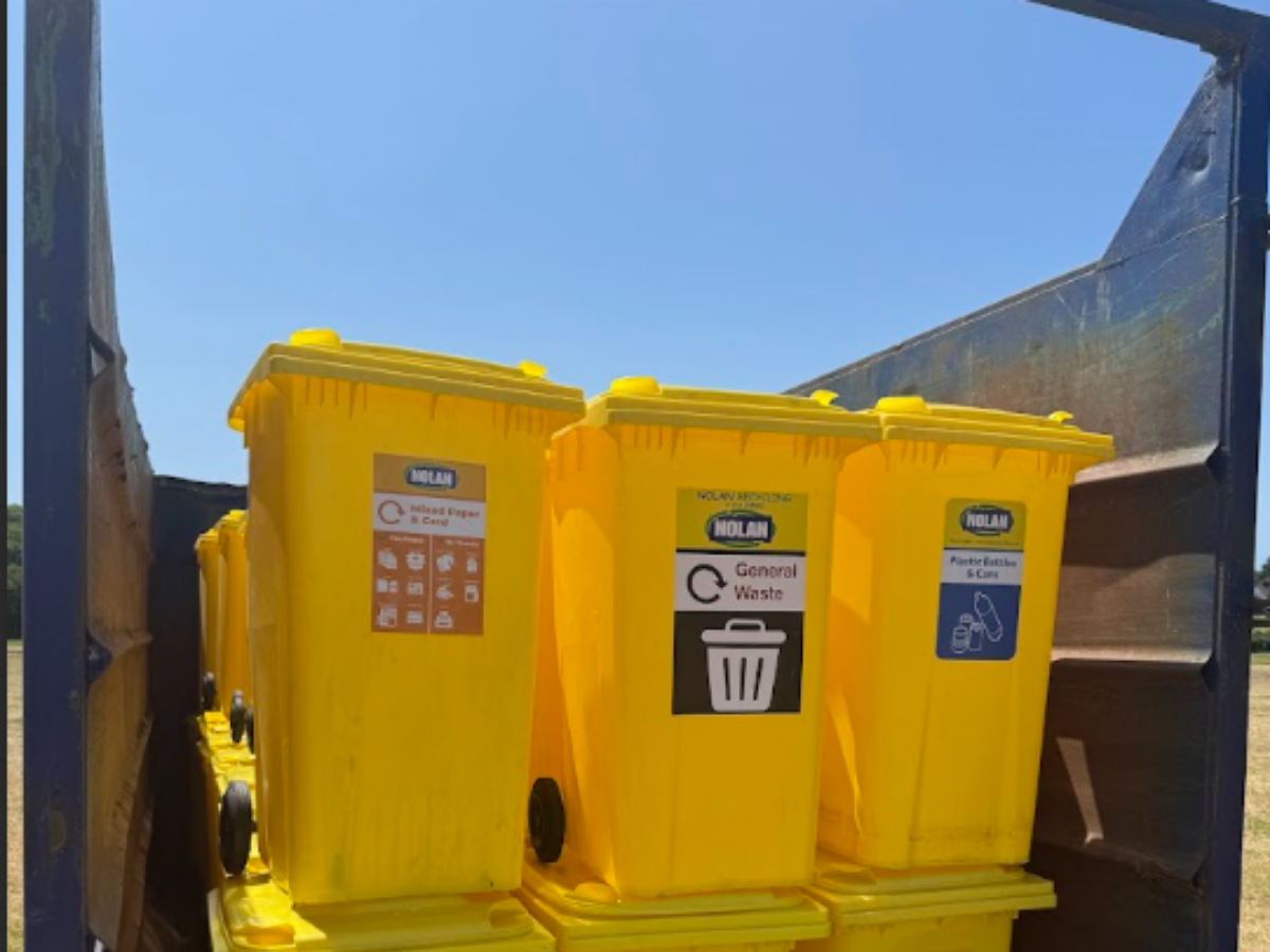 Image of Nolan Recycling 240l Commercial Wheelie Bins on the yard showing size